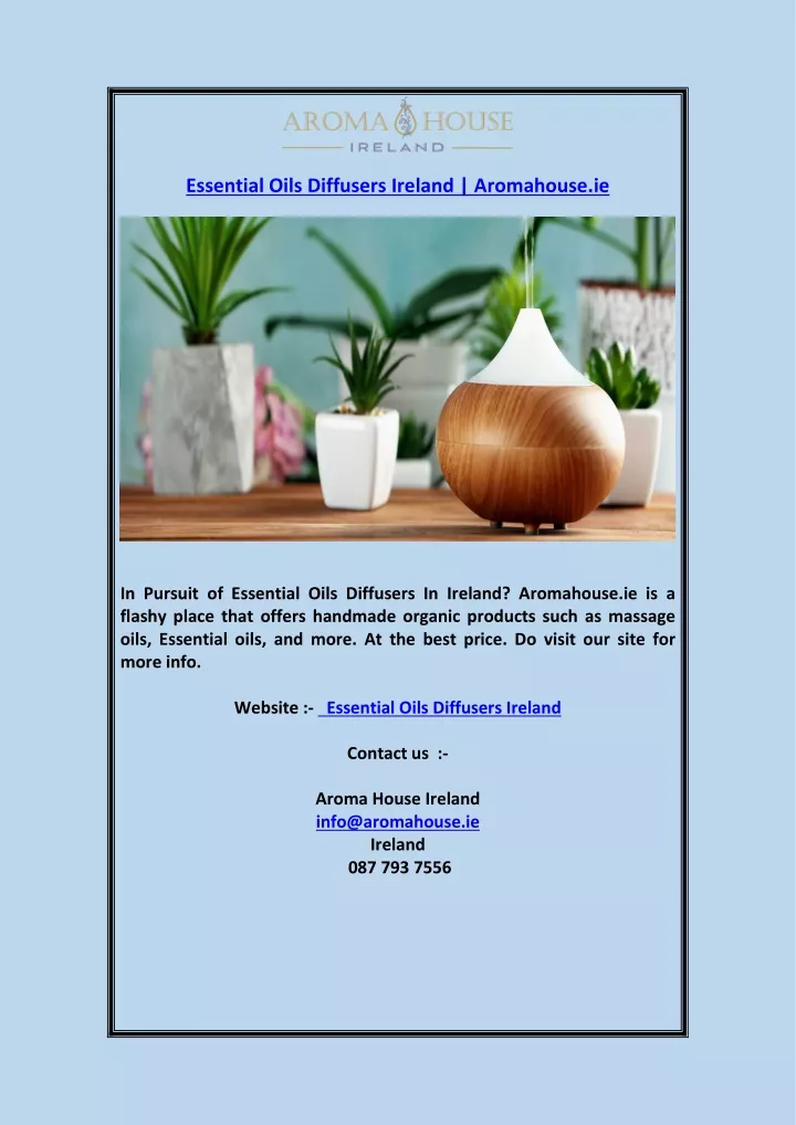 essential oils diffusers ireland aromahouse ie