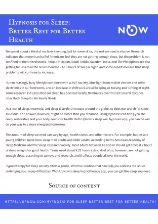 hypnosis for sleep better rest for better health