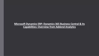 Microsoft Dynamics ERP: Dynamics 365 Business Central & its Capabilities