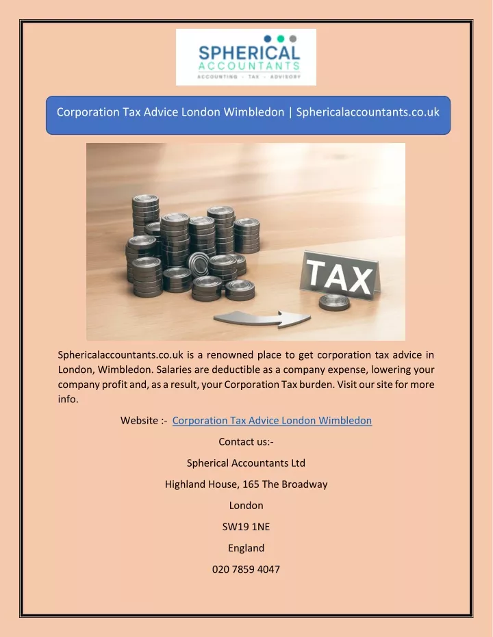 corporation tax advice london wimbledon