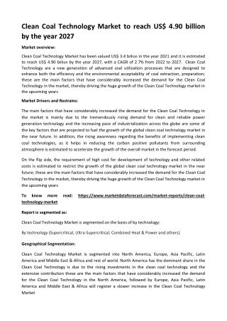 clean coal technology market to reach