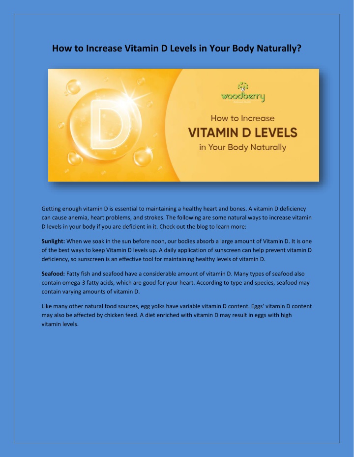 how to increase vitamin d levels in your body