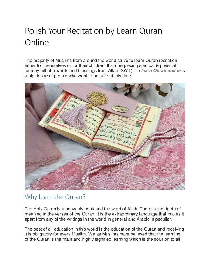 polish your recitation by learn quran online