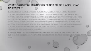 what causes quickbooks error ol 301 and how to fix it