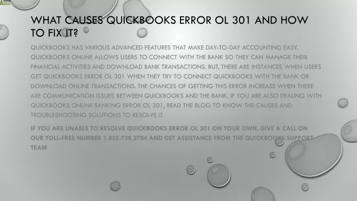 what causes quickbooks error ol 301 and how to fix it