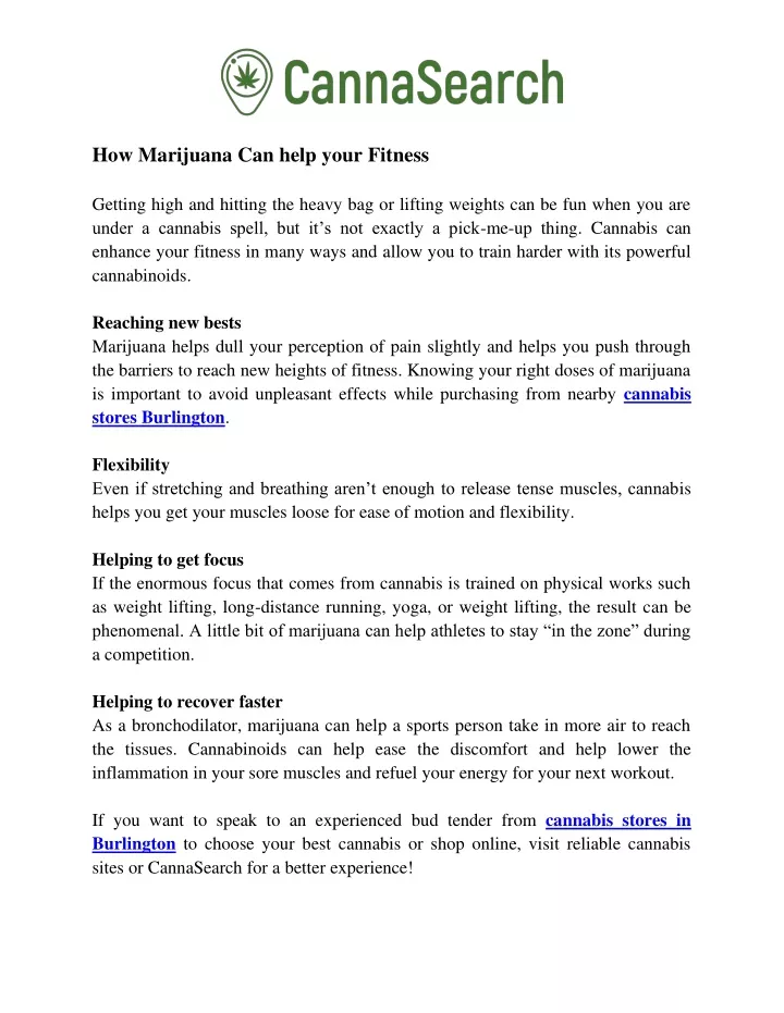 how marijuana can help your fitness getting high