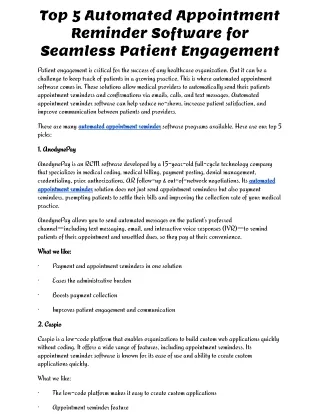Top 5 Automated Appointment Reminder Software for Seamless Patient Engagement
