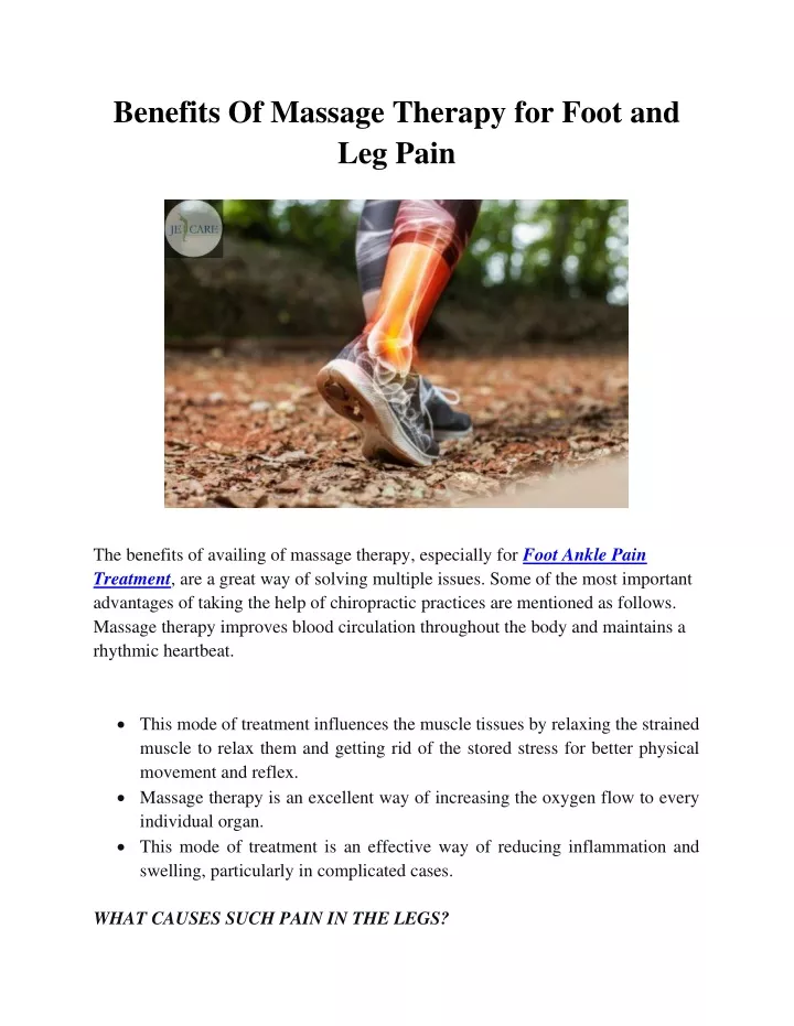 benefits of massage therapy for foot and leg pain