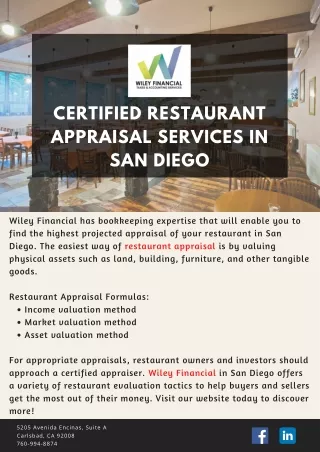 Certified Restaurant Appraisal Services in San Diego