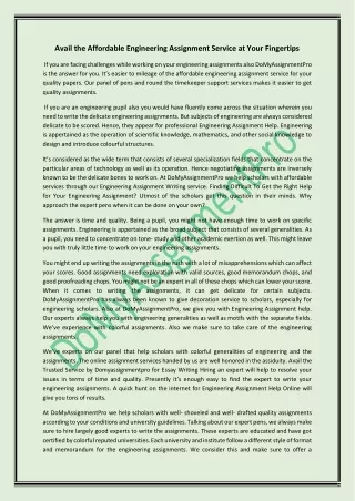 avail the affordable engineering assignment