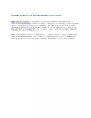 medent emr software suitable for medical practices
