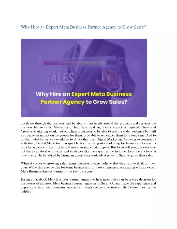 why hire an expert meta business partner agency