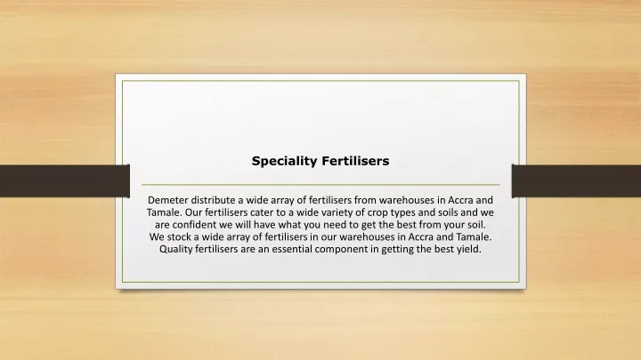 speciality fertilisers