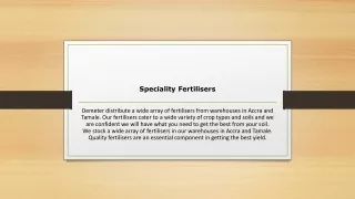 Speciality Fertilisers PPT