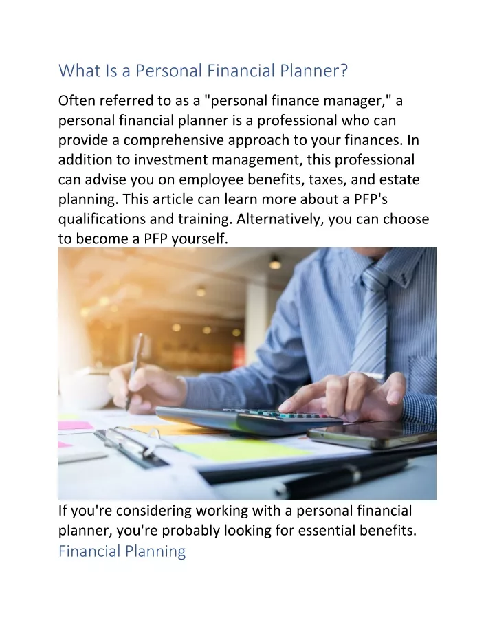 what is a personal financial planner