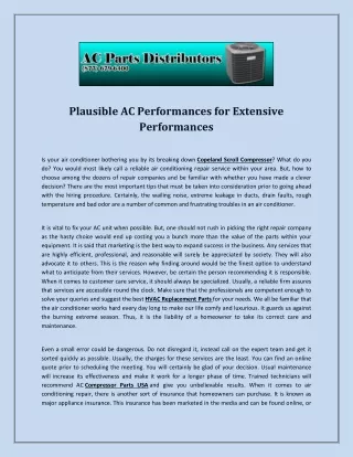 plausible ac performances for extensive