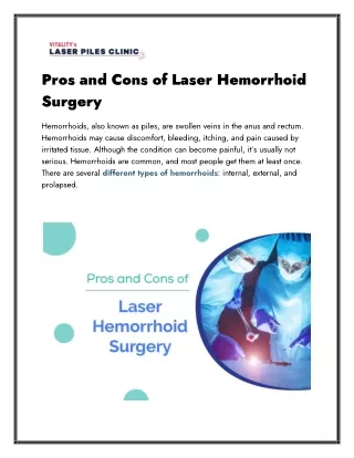 Pros and Cons of Laser Hemorrhoid Surgery