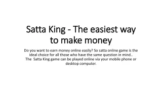 satta king the easiest way to make money