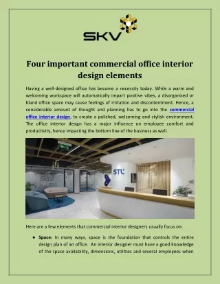 Four important commercial office interior design elements