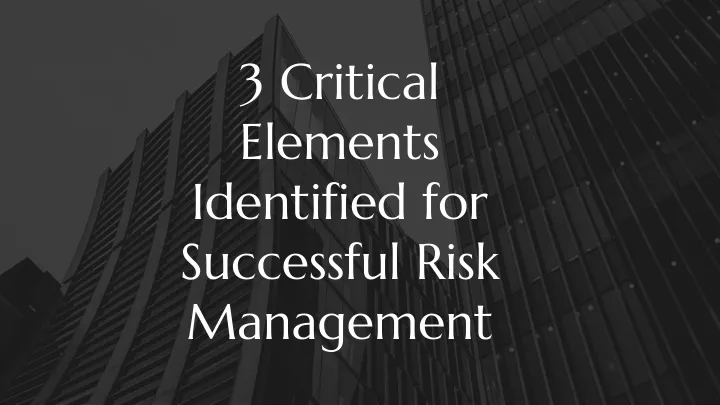 3 critical elements identified for successful risk management