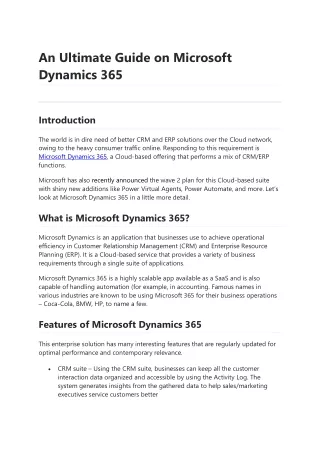 an ultimate guide on microsoft dynamics 365