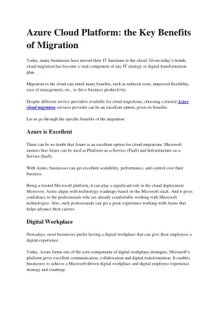azure cloud platform the key benefits