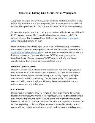 benefits of having cctv cameras at workplace