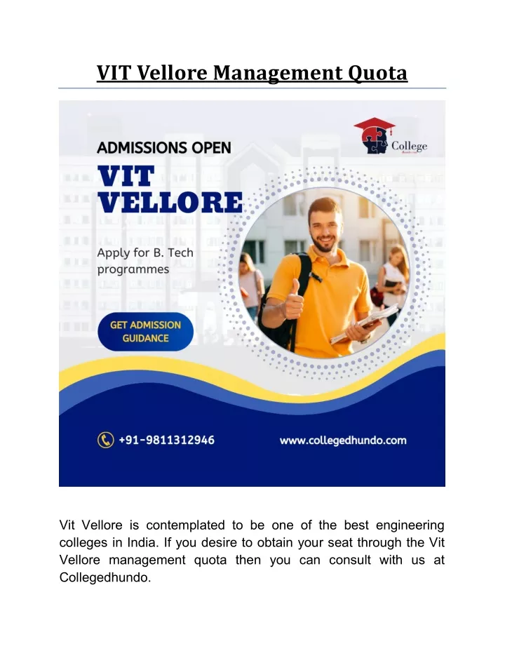 vit vellore management quota