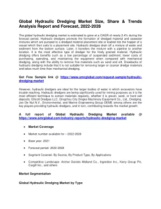 global hydraulic dredging market size share