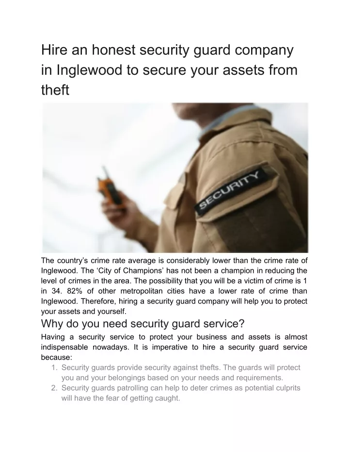 hire an honest security guard company