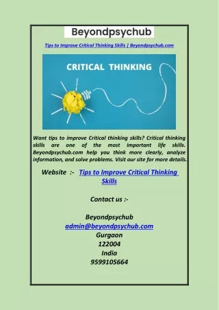 Tips to Improve Critical Thinking Skills  Beyondpsychub.com