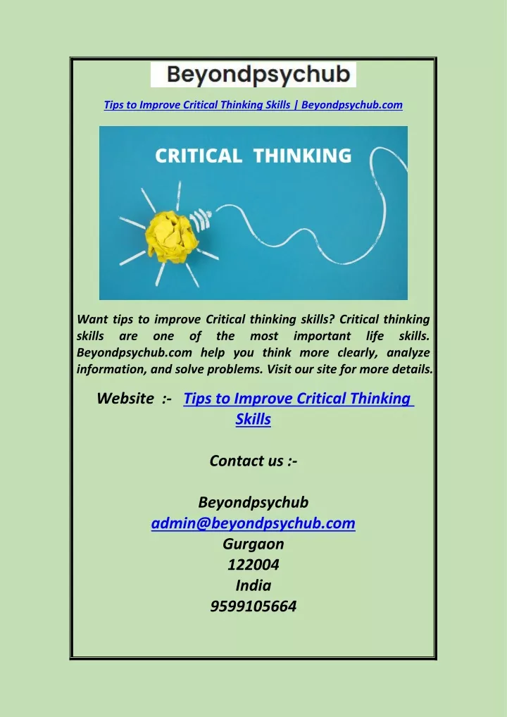 tips to improve critical thinking skills