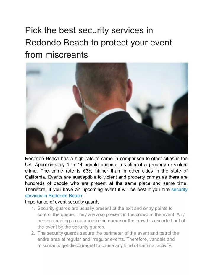 pick the best security services in redondo beach