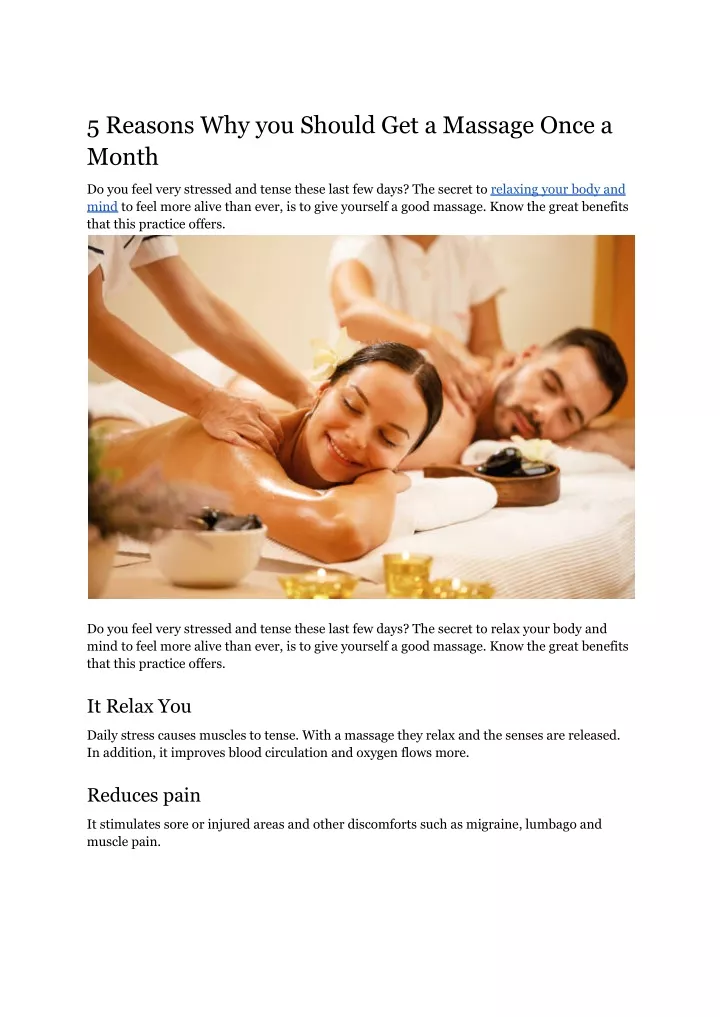 5 reasons why you should get a massage once