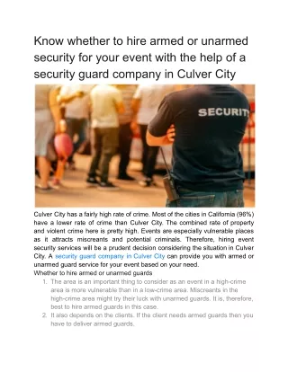know whether to hire armed or unarmed security