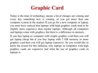 Graphic Card - Capacious Technologies