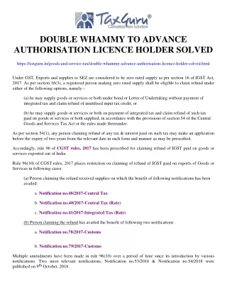 double whammy to advance authorisation licence