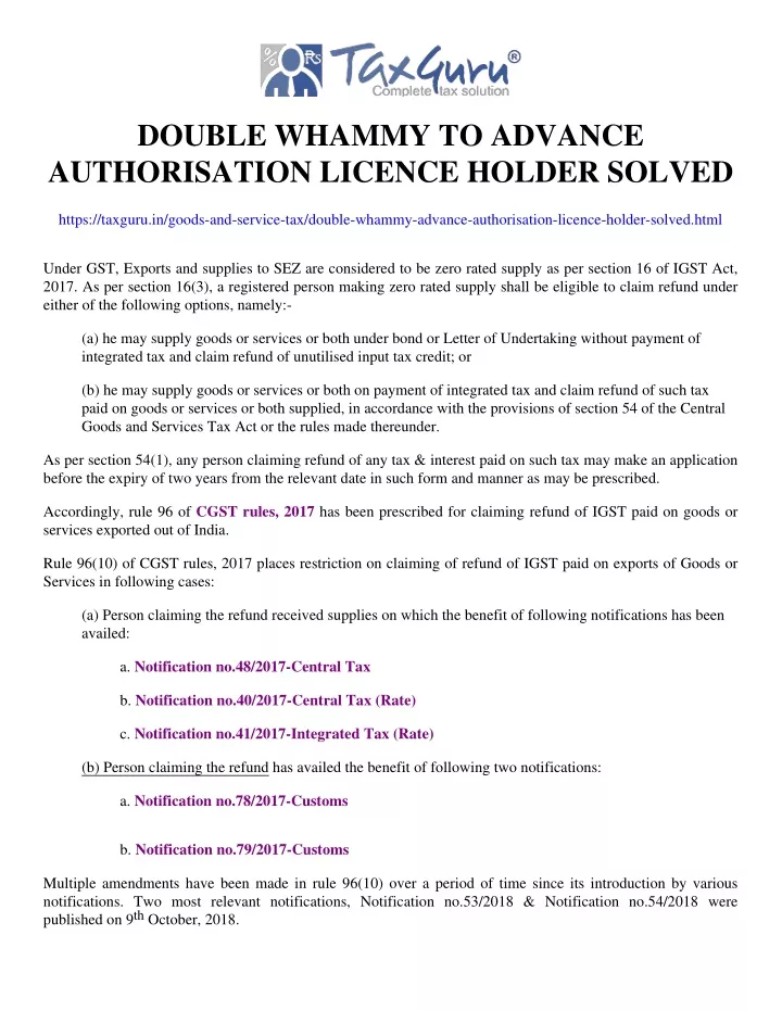double whammy to advance authorisation licence