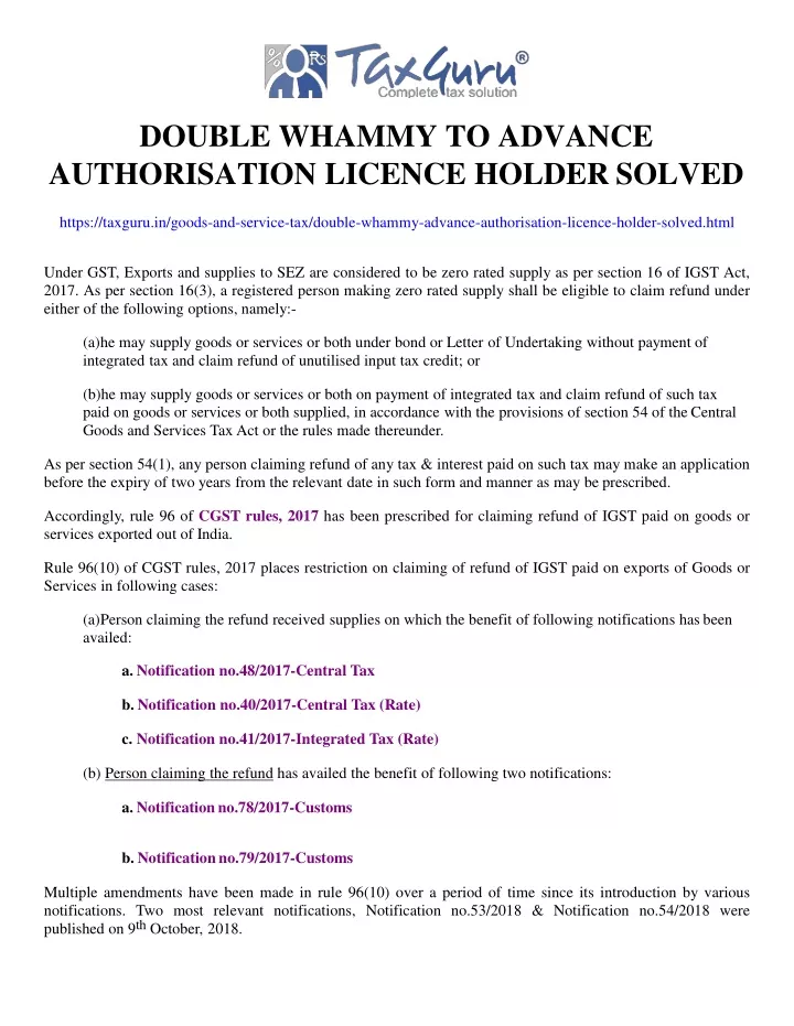 double whammy to advance authorisation licence holder solved