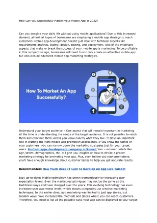 how can you successfully market your mobile