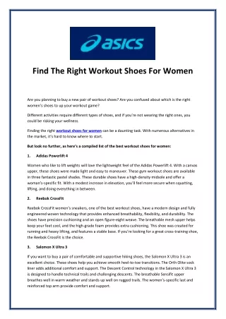 find the right workout shoes for women