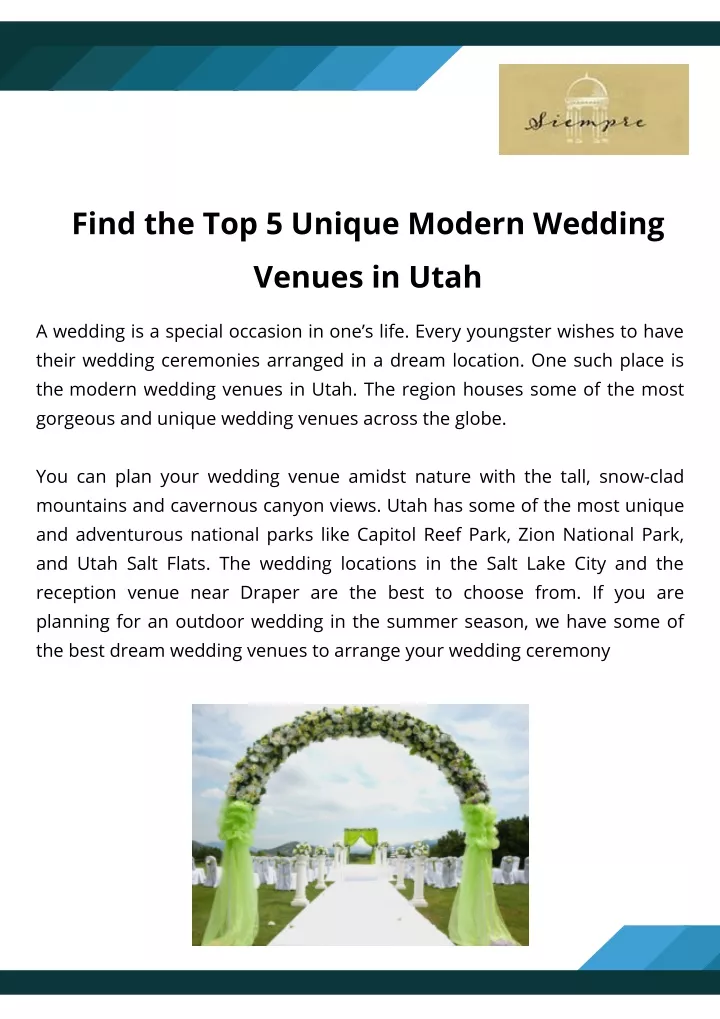 find the top 5 unique modern wedding venues