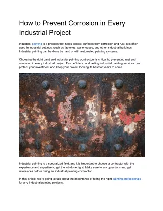 How to Prevent Corrosion in Every Industrial Project