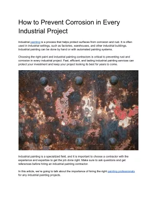 how to prevent corrosion in every industrial