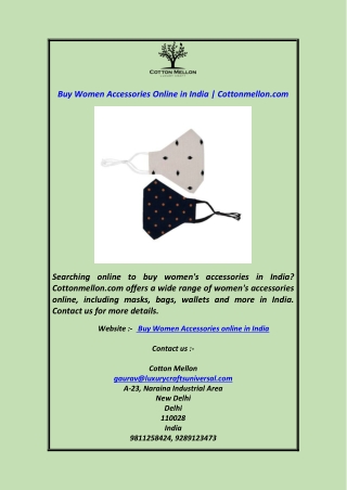 Buy Women Accessories Online in India  Cottonmellon.com