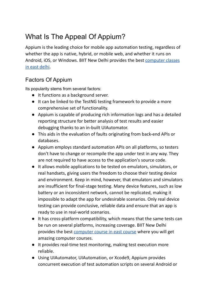 what is the appeal of appium