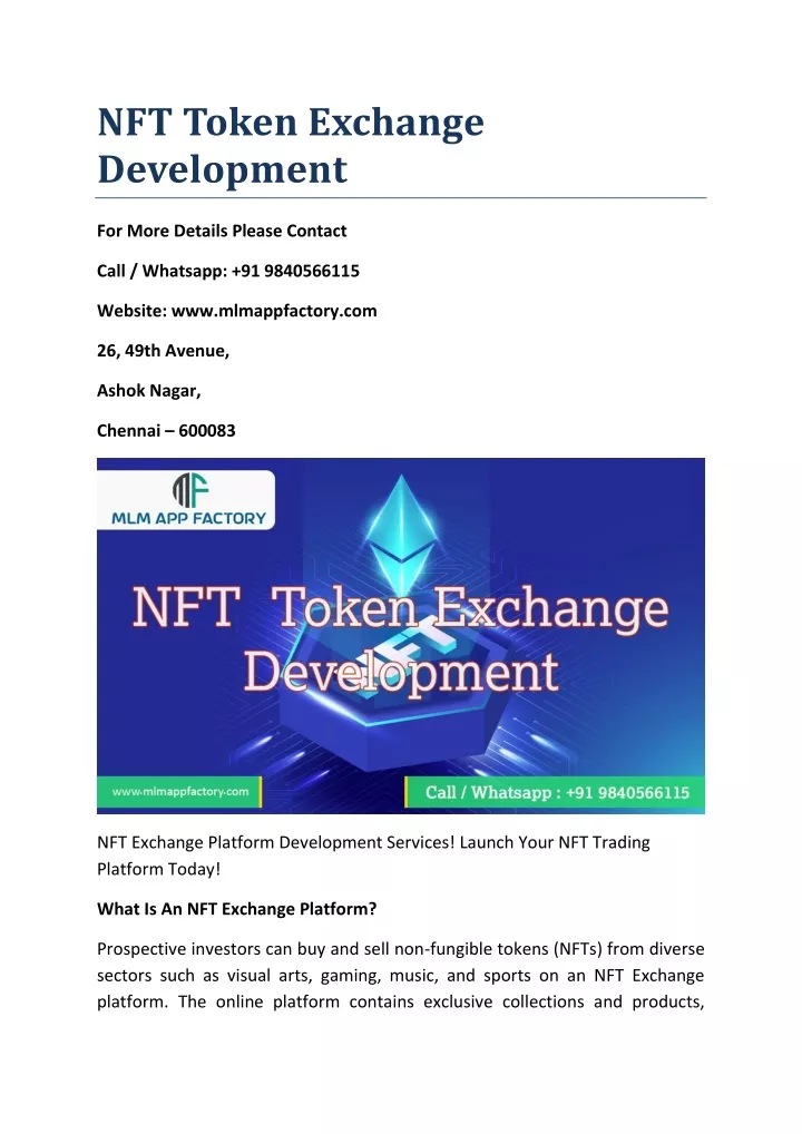 nft token exchange development