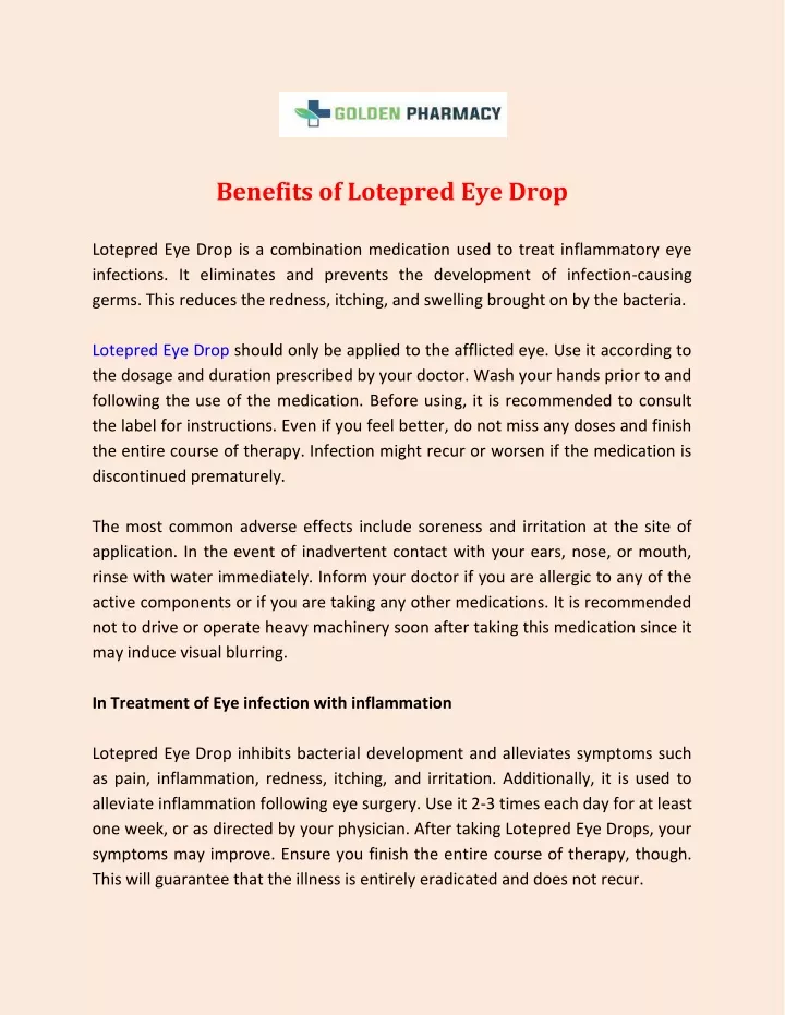 benefits of lotepred eye drop