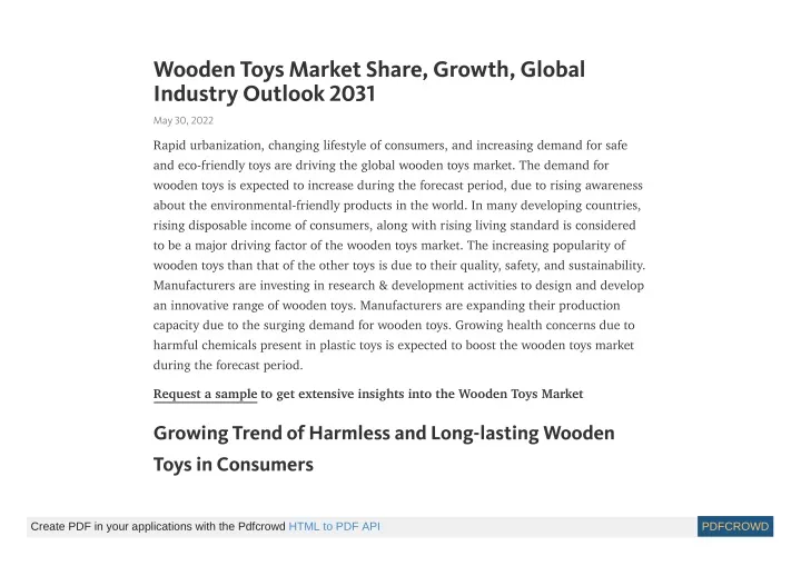wooden toys market share growth global industry