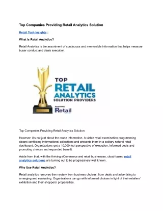 top companies providing retail analytics solution